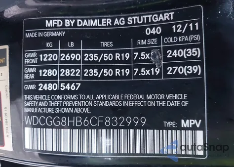 2012 Mercedes-Benz Glk 350 4Matic from USA, damaged, VIN WDCGG8HB6CF832999